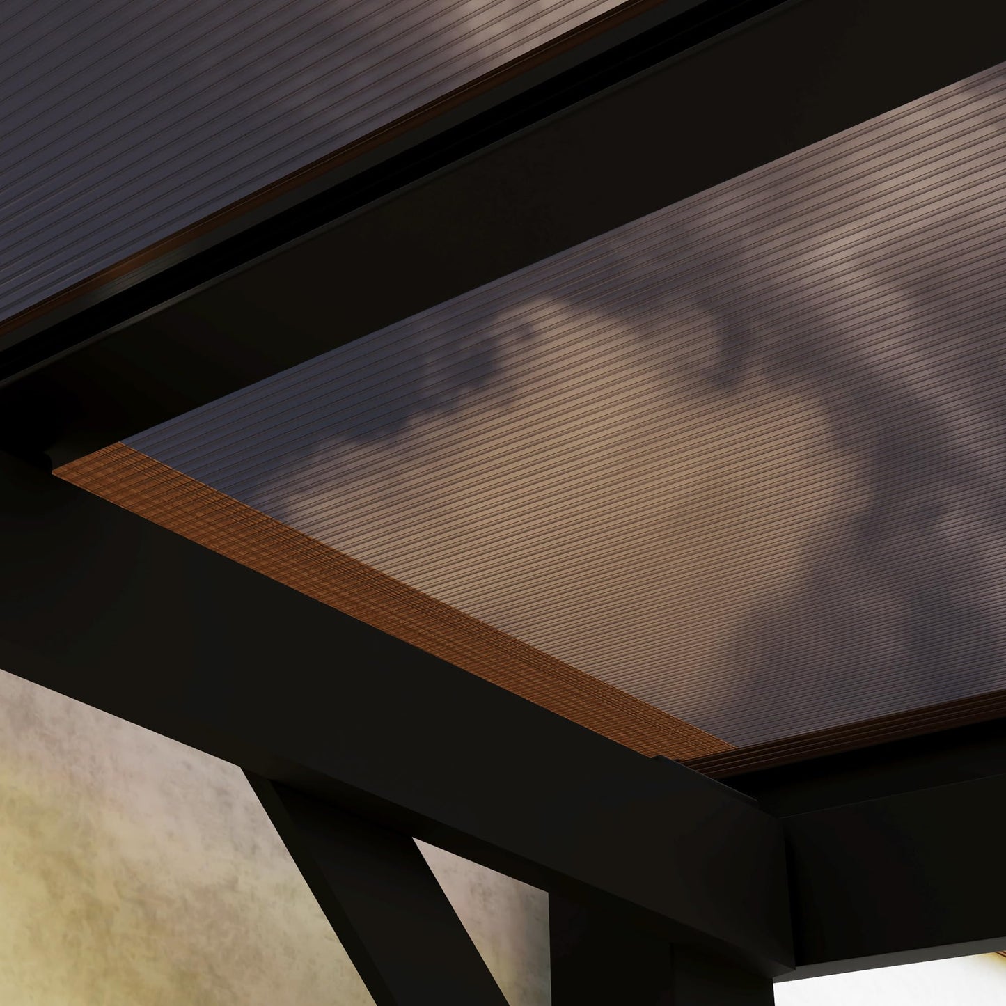 Outsunny 3 x 3(m) Metal Pergola with UPF 50- and Waterproof Polycarbonate Roof, Wall-Mounted or Free Standing Garden Gazebo, Wind-resistant Outdoor Sun Shade, Dark Grey