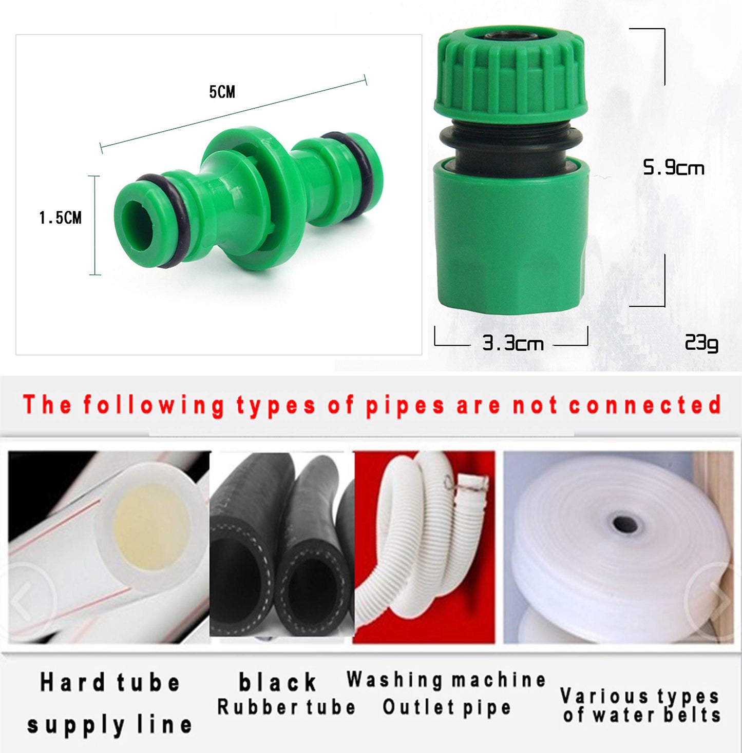 CaLeQi 2PCS Double Male Hose Connectors & 4PCS End Quick Connectors for Hose Pipe fitting 1/2" Plastic Tap Connector