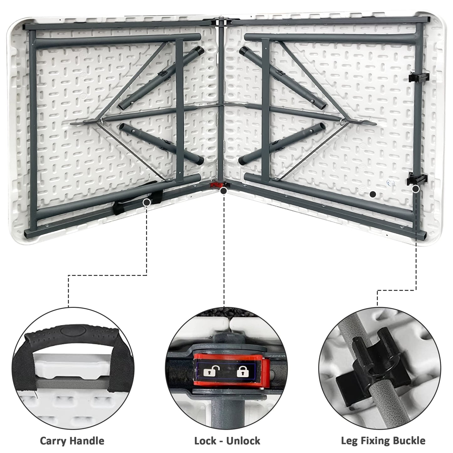 Denny International® Trestle Table Indoor Outdoor Garden Catering Heavy Duty Folding Table for Picnic Party Dinner (4ft)
