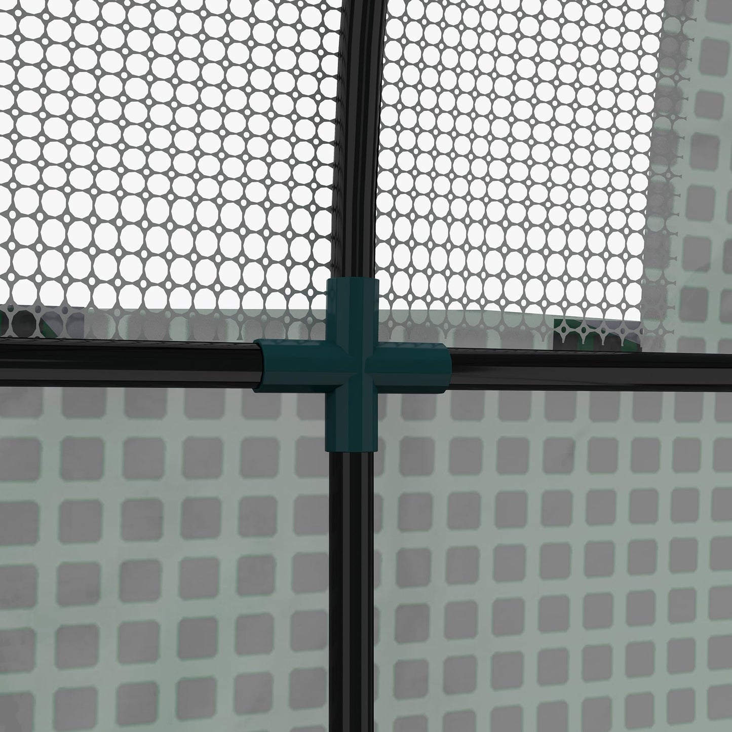 Outsunny 1.8 x 1.8 x 2m Polytunnel Greenhouse with Doors and Mesh Windows, Walk-in Grow House Tent with UV-resistant PE Cover and Steel Frame, Green