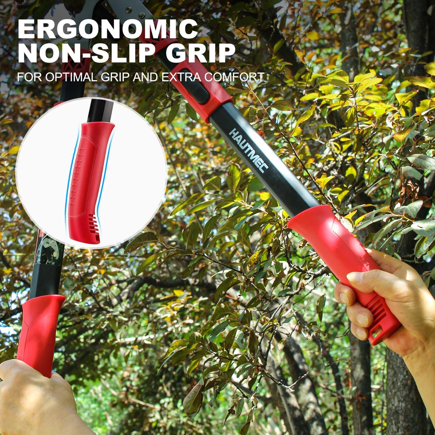 HAUTMEC Extendable 27-37'' Anvil Loppers with Compound Action System, 2 Inch Cut Capacity, Labor-Saving Tree Trimmer, Heavy Duty Thick Branch Garden Pruning Clippers Scissors HT0149-UK