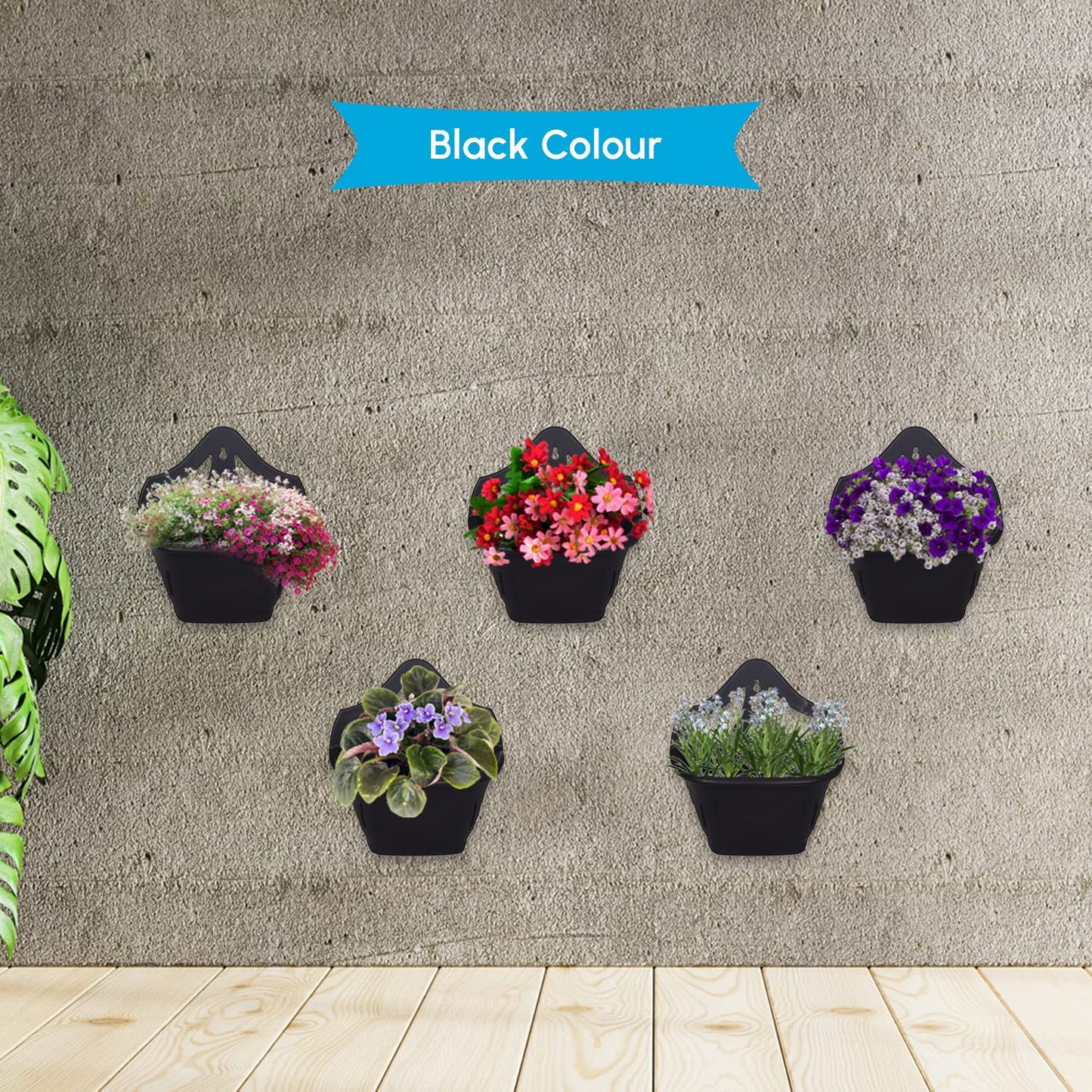 ACCURATE 31cm Venetian Wall Planter | 3Pk Wall Plnater | Ideal for Indoor and outdoor decorative - Black