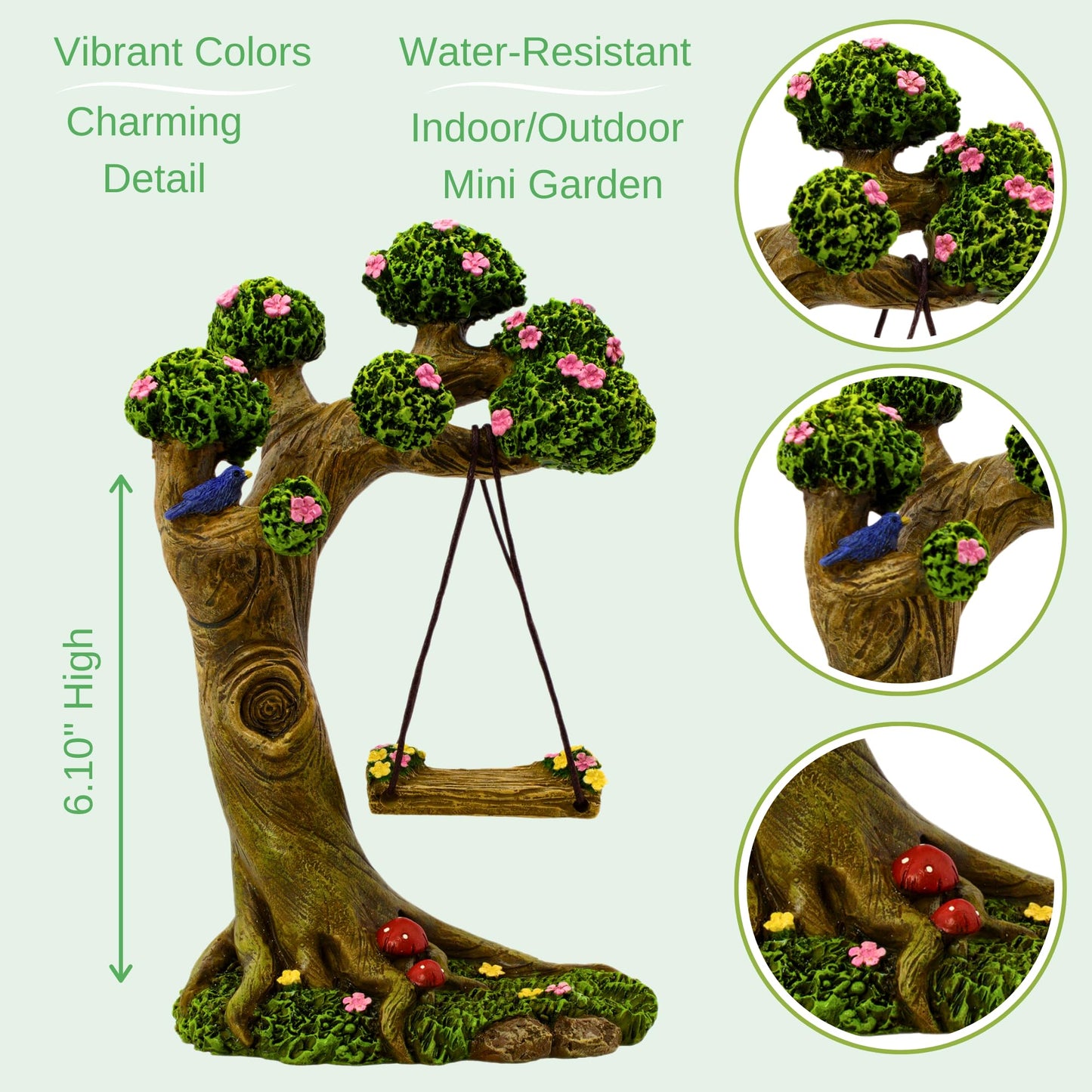 Pretmanns Fairy Garden Ornaments - Outdoor Accessories Kit, 4 Items: Fairies & Tree Swing