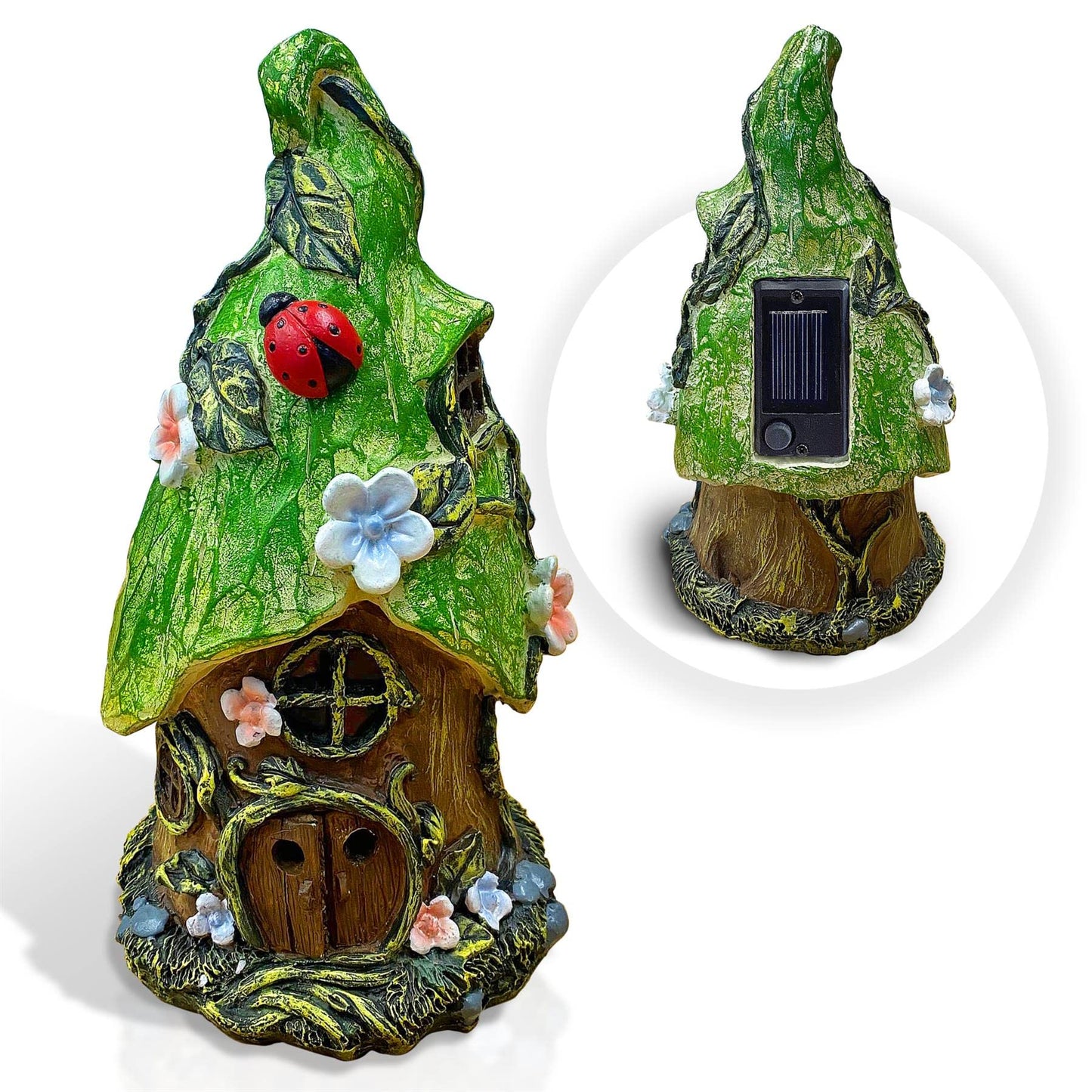 THE ENCHANTED GARDEN Fairy House Green Flower Ornament Outdoor Decoration Fairy Garden Accessories Statue Elf Pixie Fairies Home
