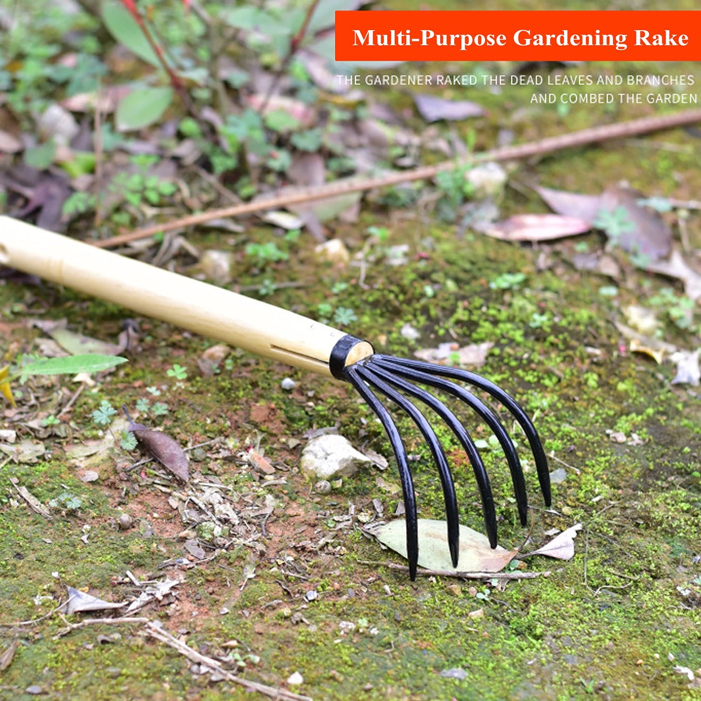 SHANFEEK Garden Rake Claw Landscape Dethatcher Thatching Rake for Digging Clam Shell Defoliation Weed Remover Tool Hoe Hand Tool for Garden Loose Soil-Aooka