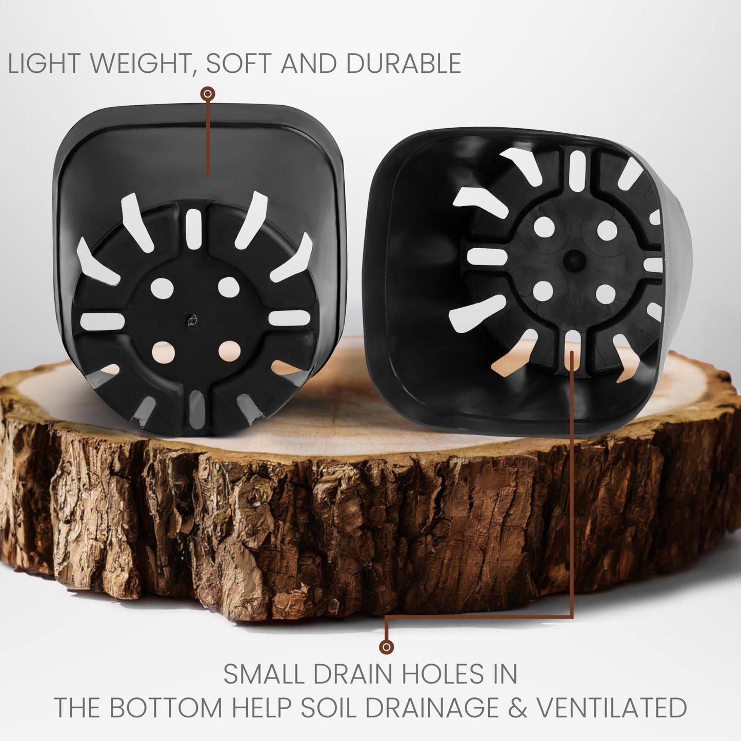 BELLE VOUS 150 Pack Square Plastic Plant Nursery Pots - 6.5 x 6.5 x 6.2cm / 2.5 x 2.5 x 2.4 inches - Durable Flower/Seedling Containers for Succulents, Vegetables, Gardens/Indoors and Seed Starting