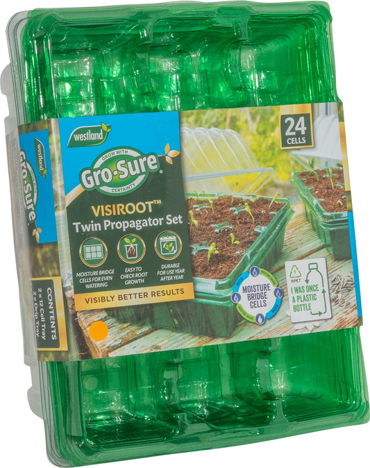 Gro-Sure 70200227 Visiroot twin Propagator Set kit, Green