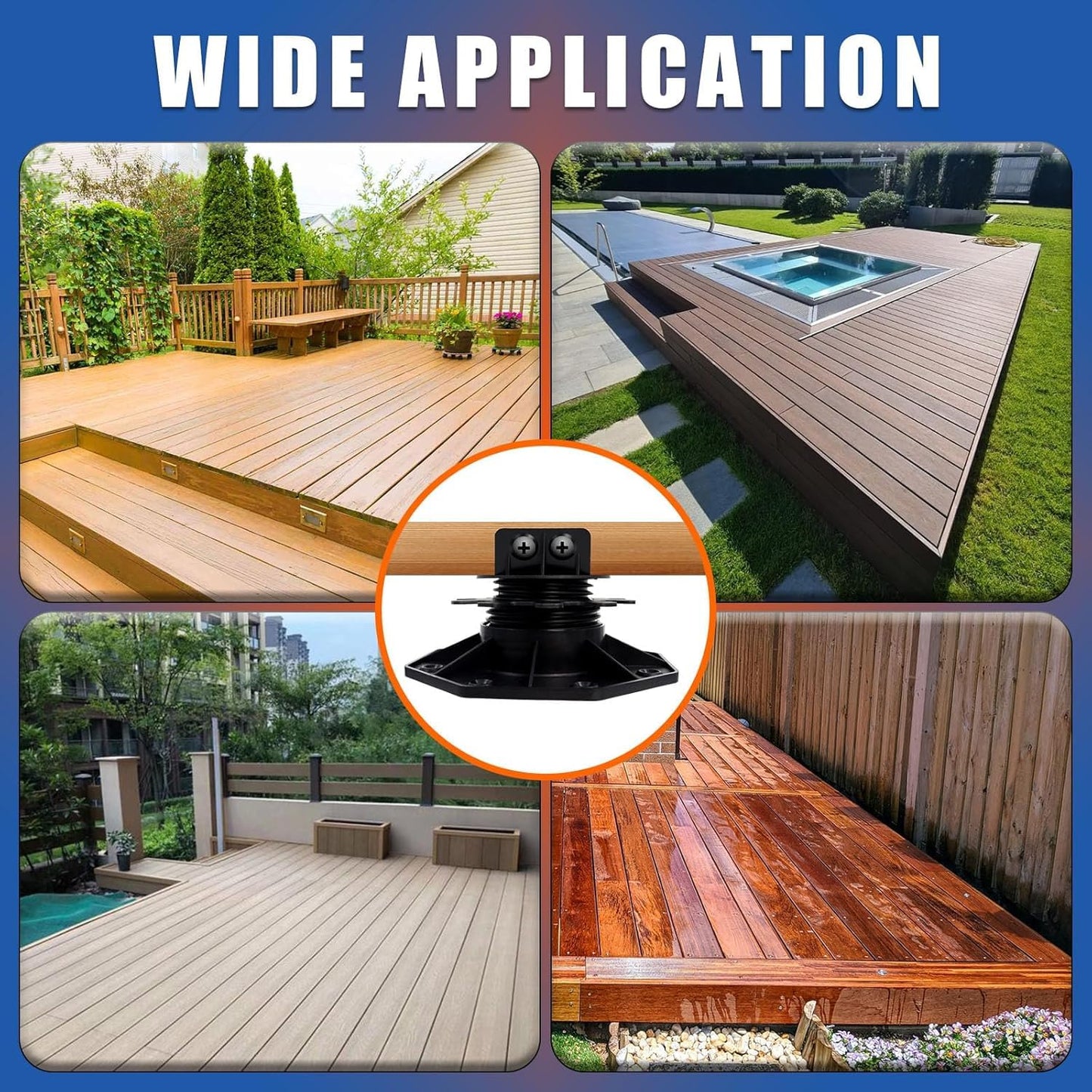 Ceta Adjustable Decking Pedestal, Pack of 30, 60mm-135mm, Shed Base, Riser Bearing Support, Shed Support, Feet Suitable for DIY Projects, Deck Levelling, Shed Levelling