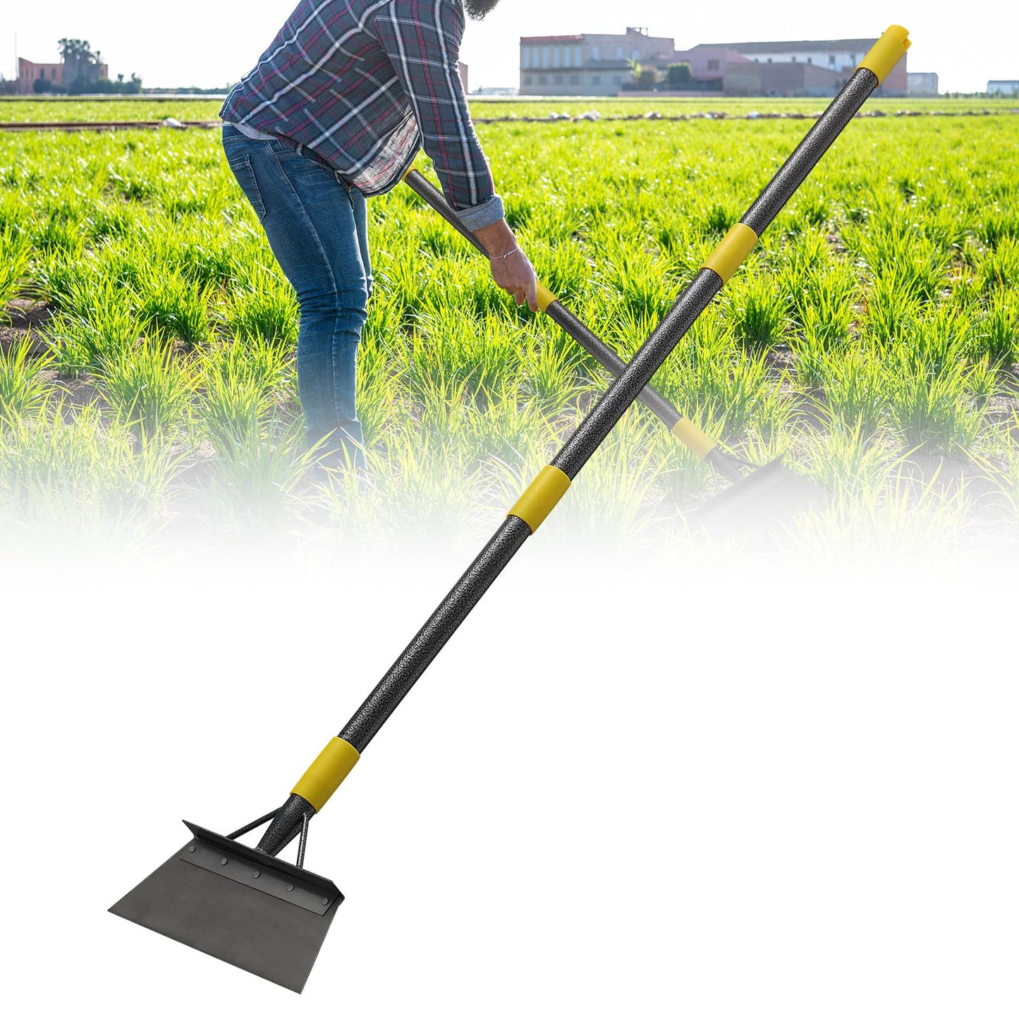 Garden Shovel Tool, 152 cm Long Multifunctional Garden Cleaning Shovel, Heavy Duty Floor Scraper Long Handle,Metal Weeding Scraper for Lawn Edging, Snow Ice Removal Tool