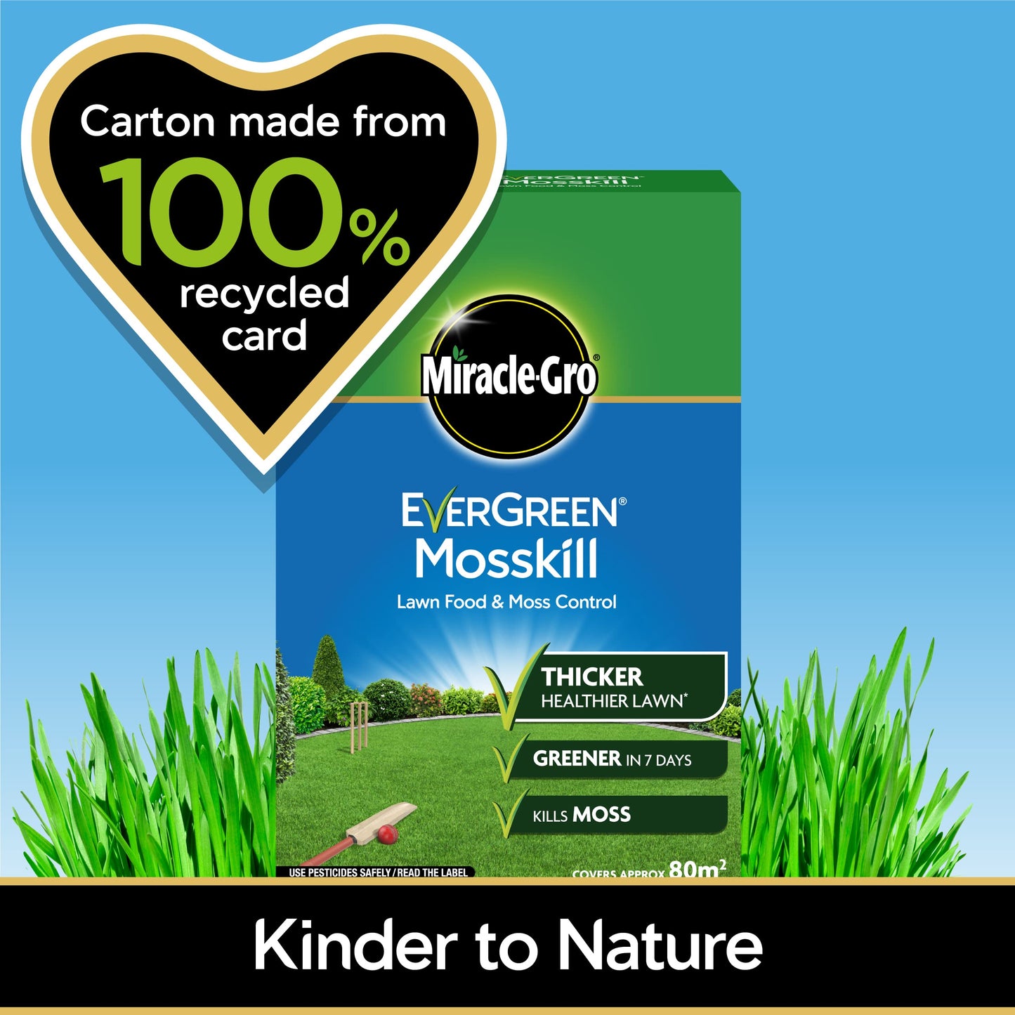 Miracle-Gro EverGreen Mosskill Lawn Food and Moss Control, 2.8kg, 80 m2, Brown