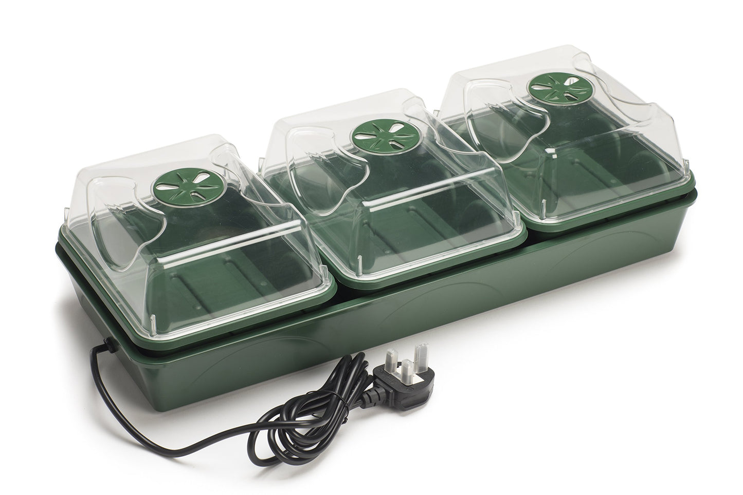 EarlyGrow Heated Electric Shatter Resistant 3-Bay Windowsill Propagator