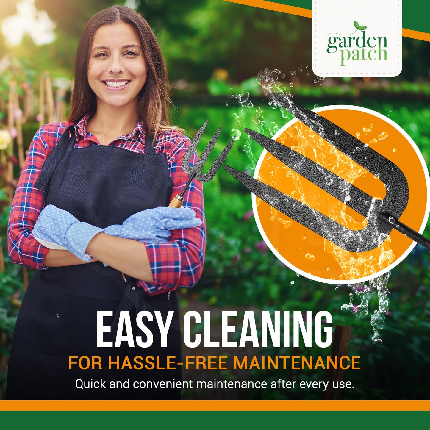 SOL 2pk Heavy Duty Garden Fork, 34.5cm Garden Hand Fork with Wooden Handle and Rubber Grip - Durable, Lighweight Design for Multi-Purpose Weeding and Planting Tool, For Gardeners of All Skill Levels