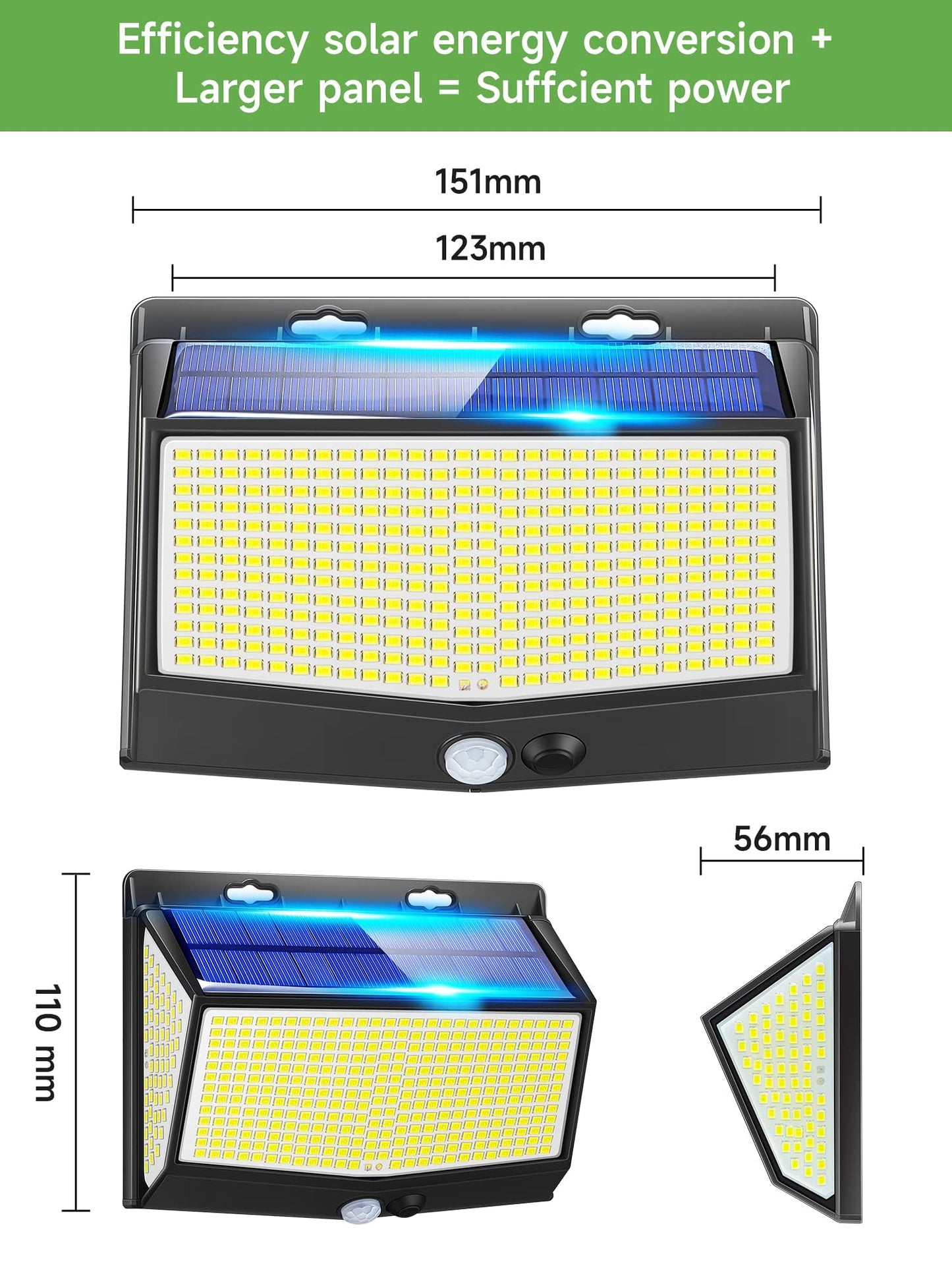 One Fire Solar Lights Outdoor, 468LED-2000LM Super Bright Solar Security Lights With Motion Sensor, 3 Modes Garden Lights Solar Powered Waterproof IP65