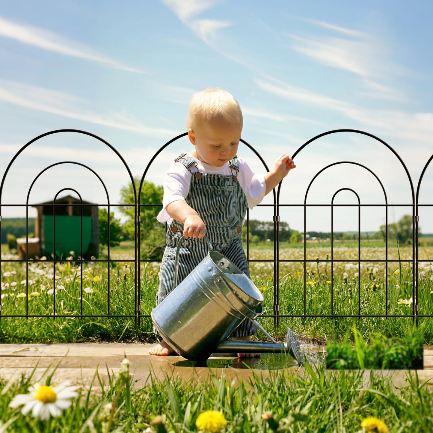 Thealyn Decorative Garden Fence 61cm H x 33cm W (10 Panels, Total Length 3.3m) Metal Fence No Dig Fence Outdoor Fence Border Fence Dog Fence for Flower Bed, Yard, Animal Barrier,Arch