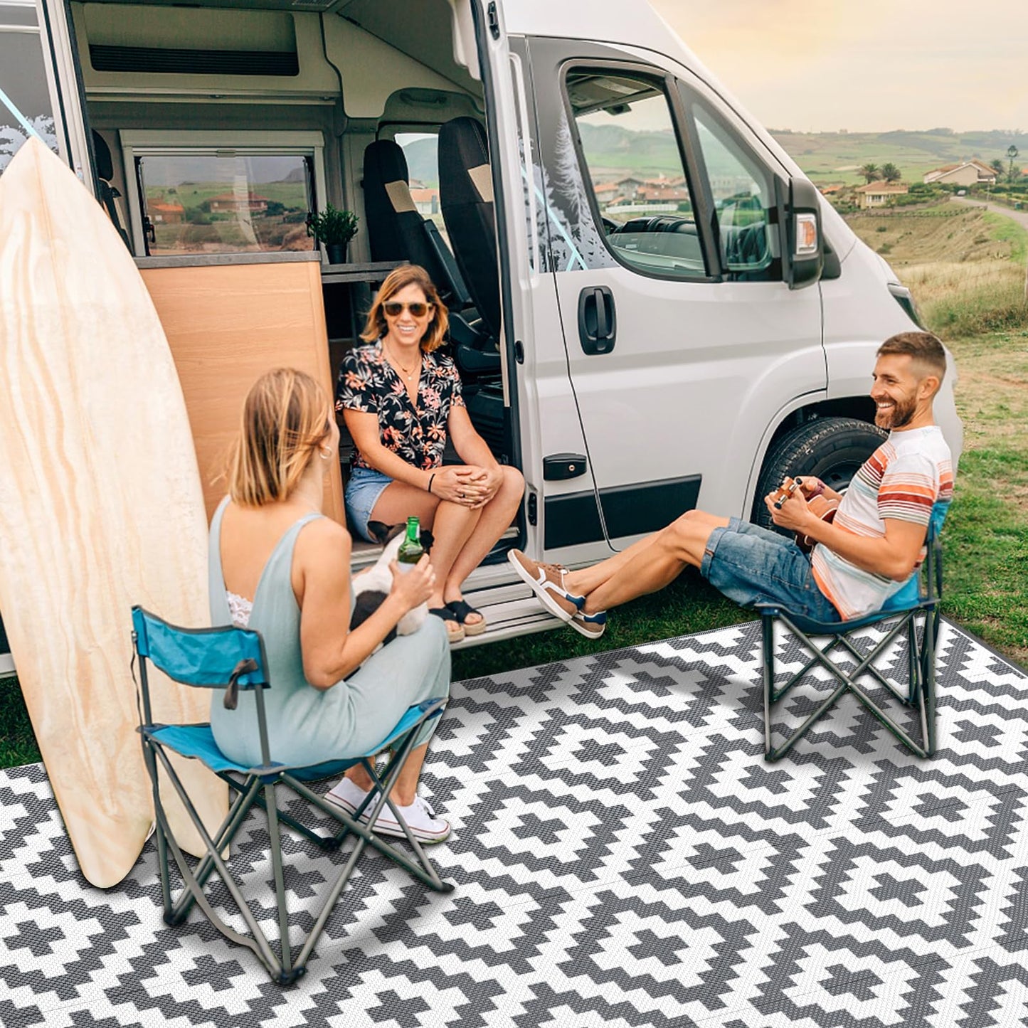 MOKANI Outdoor Rug for Patios Waterproof, Anti-slip Plastic Straw Garden Mat Carpet UV Resistant Indoor Area Rugs for Camping, Deck, Beach, Picnic, Backyard (120x180cm)