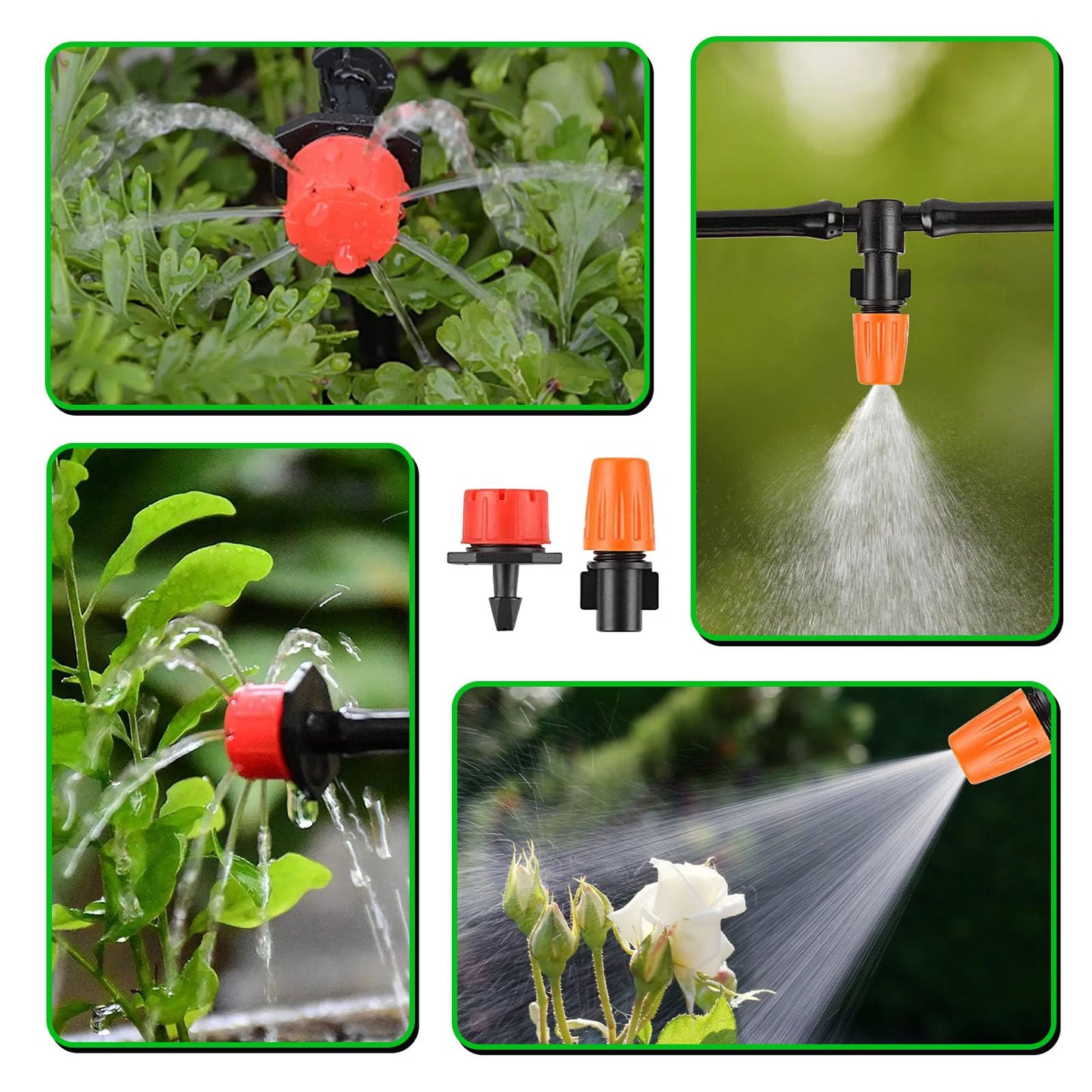 Garden Drip Irrigation Kit,164FT/50M Greenhouse Micro automatic Drip Irrigation system Kit with 1/4 inch 1/2 inch Blank Distribution Tubing Hose Adjustable Patio Misting Nozzle Emitters Sprinkler