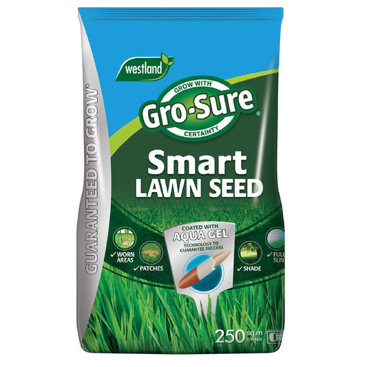Gro-Sure 20500218 Aqua Gel Coated Smart Grass Lawn Seed, 250 m2, 10 kg, Green