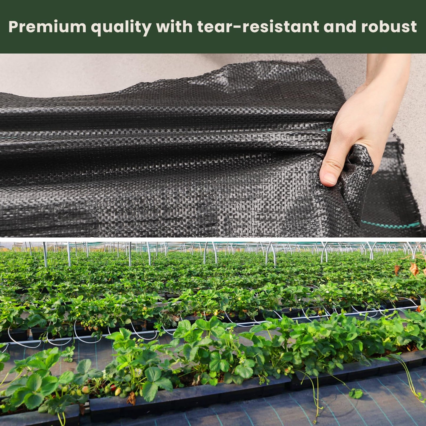 OUNUO 4 m x 10 m Heavy Duty Weed Control Membrane Garden Weed Barrier UV Protection Weed Fabric for Patios Garden Flower Beds Landscaping Black Woven Roll Ground Cover