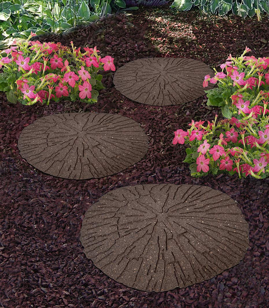 ECO GARDEN Cracked Log Recycled Rubber Stepping Stone, Earth, Pack Of 1