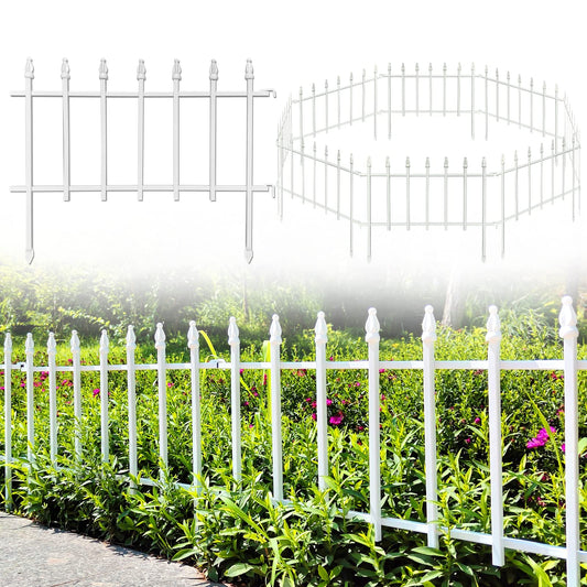 Thealyn Metal Decorative Garden Fence 57cm Wide x 45cm High (5 Panels, Total Length 2.8m), Metal Fence Panels, Landscape Fencing for Flower Bed, Trees, Animal Barrier