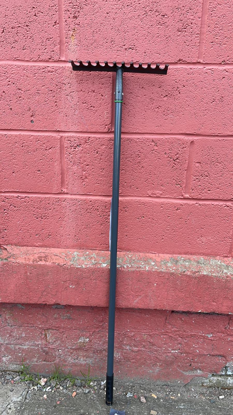 tradefirst 12 Teeth Garden Rake Heavy Duty Soil Rake, Carbon Steel Rake For Gardening, Garden Rakes Metal With Steel Handle, Gardening Tools _ Black(120 x 32 x 9 )cm