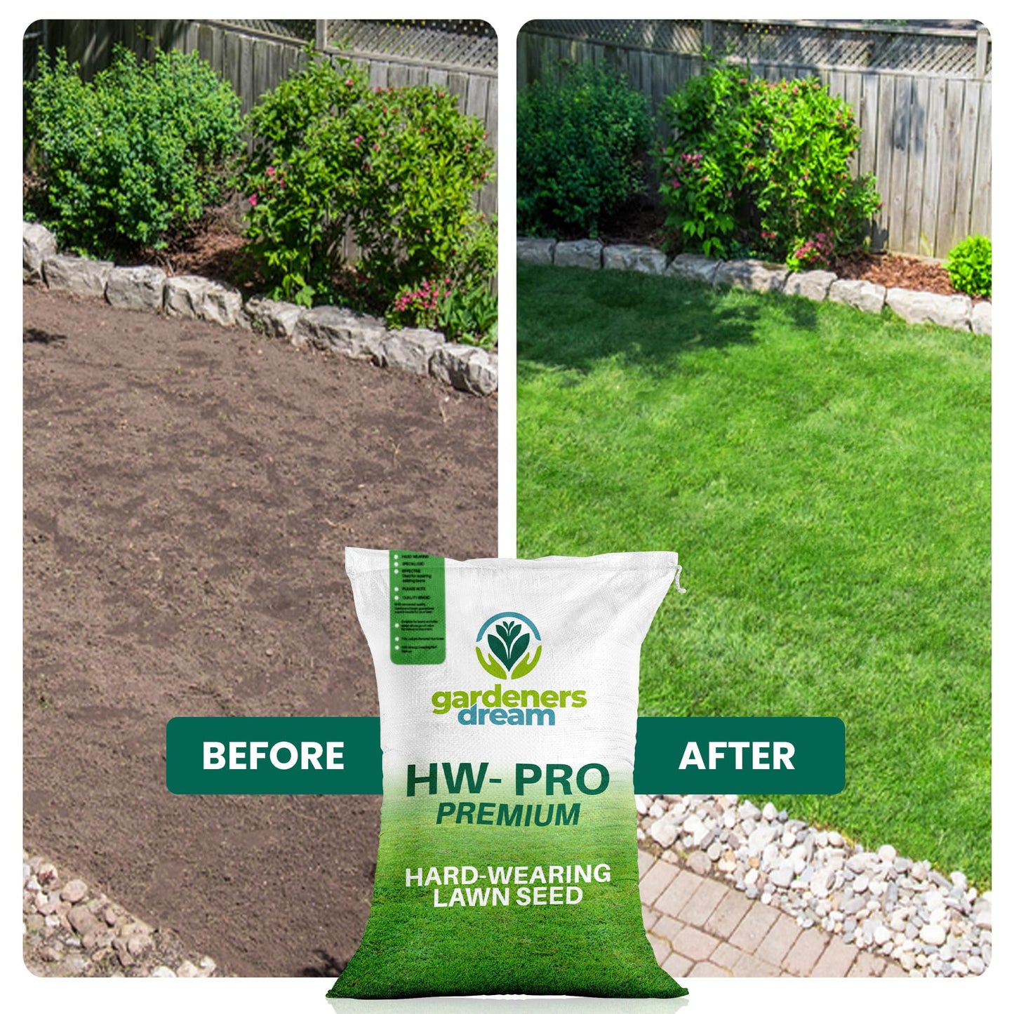 GardenersDream 5KG Premium Hard Wearing Grass Seed - Fast Growing Grass Seeds for New Lawns & Patch Repair - Covers up to 300M2 for Overseeding