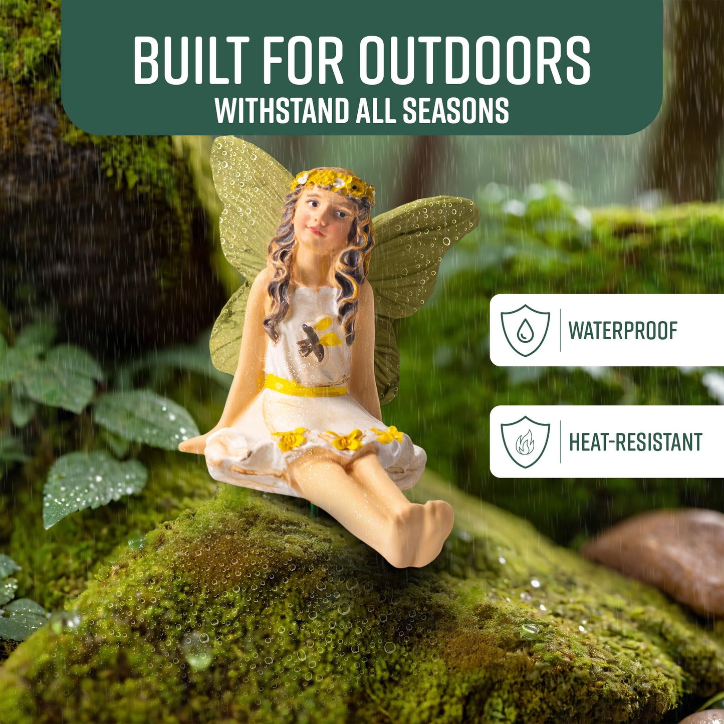 GloBrite Set of 6 Mini Fairies - Garden Outdoor Ornaments Decor Statue Accessories