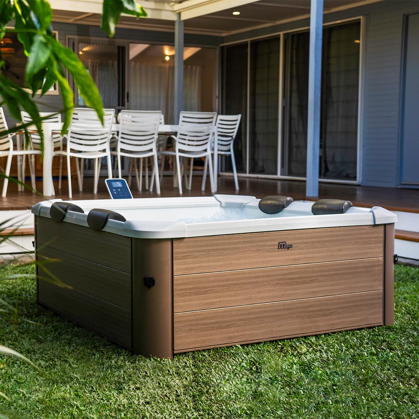 MSpa Oslo Amber Hot Tub with Wi-Fi Control LED Lighting Hydrotherapy Jets and Cover Included - Portable Modular 13AMP plug and play