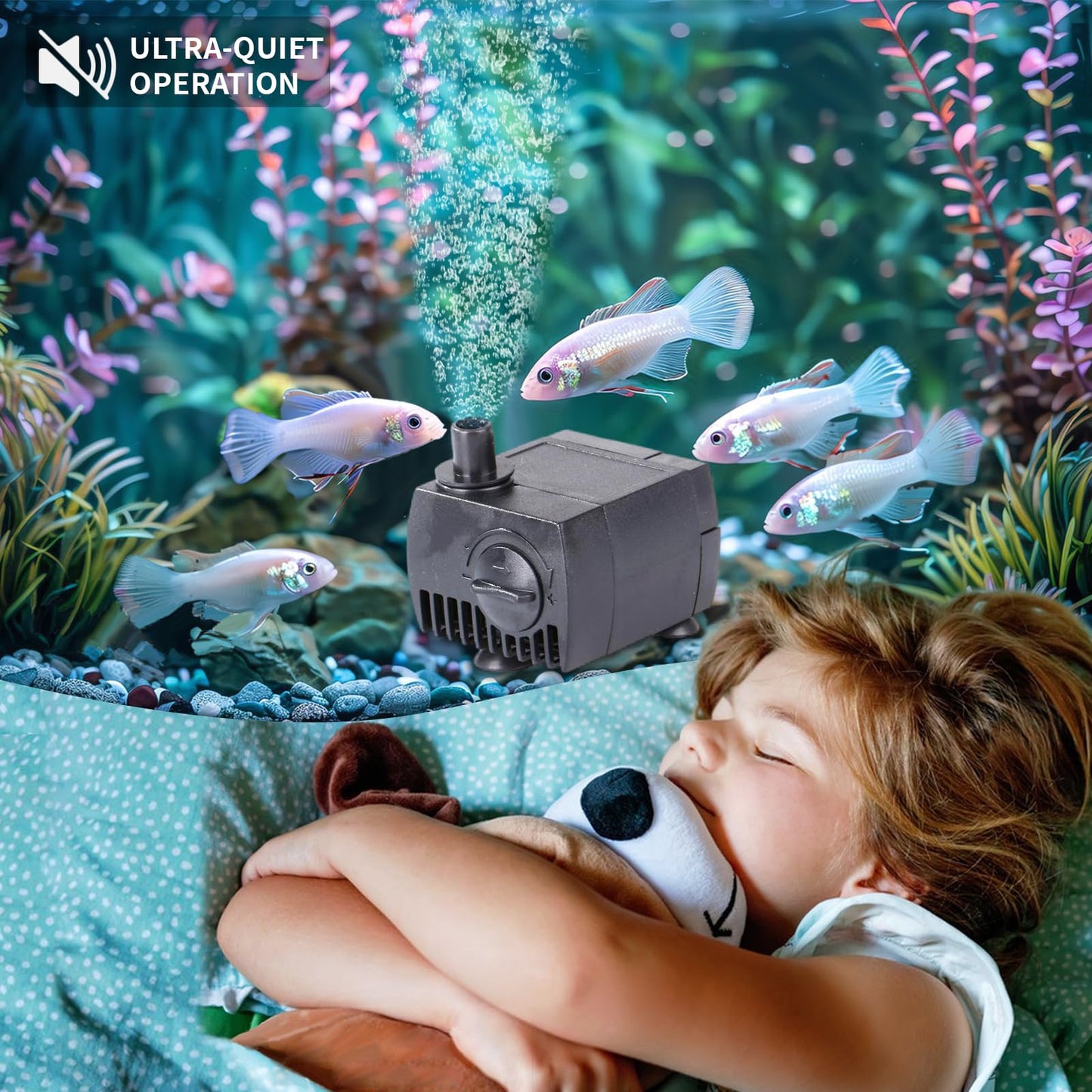 WEISIPU 300L/H Electric Water Feature Pump Small Quiet Fountain Pump for Indoor Garden Fish Pond Pet Aquarium Home Décor Fountain Submersible