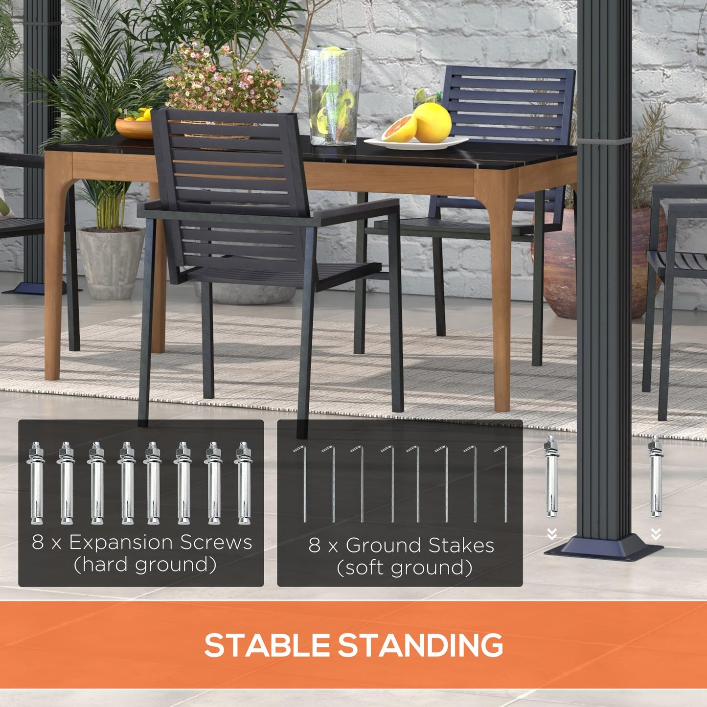 Outsunny 3 x 4m Pergola with Retractable Roof Canopy, Aluminium Frame Garden Gazebo Outdoor Sun Shade Shelter for Grill, Patio, Deck, Dark Grey