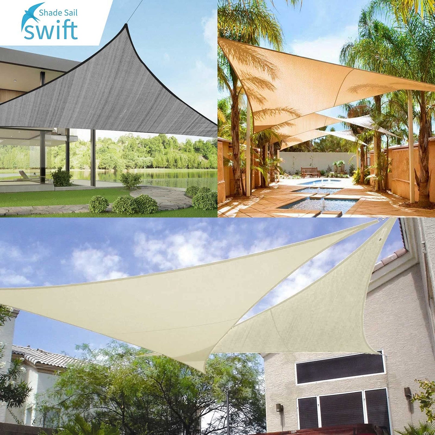 swift Sun Shade Sail 4m x 5m Waterproof Rectangle PES Polyester 98% UV Block 4x5 Meter Sunscreen Awning 5x4 Rectangular Canopy Sail Shades for Garden Outdoor Patio with Free Ropes, Grey