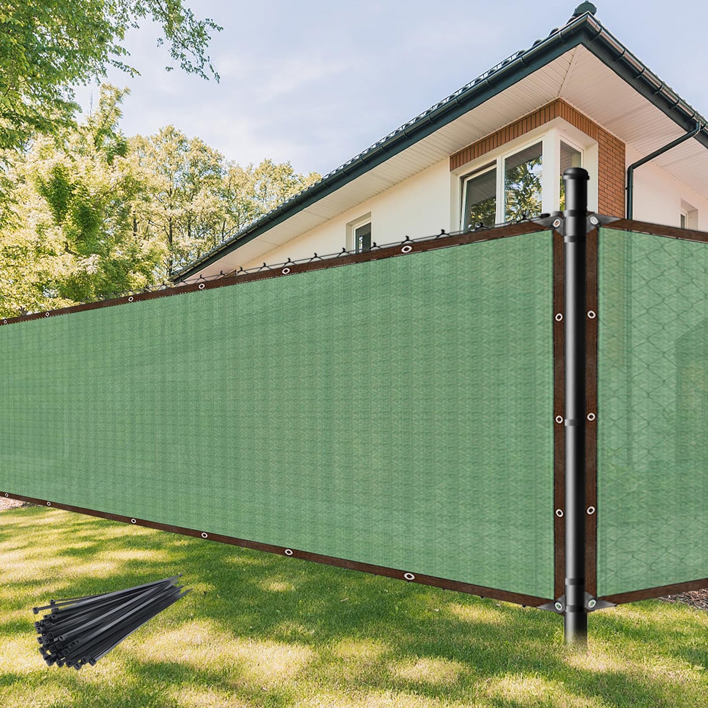 Esilihom Garden Privacy Netting 2mx5m, Fence Screening 90% HDPE Windbreak, Garden Privacy Screening UV-Resistant, Outdoor Shading Net with Cable Ties and Eyelets