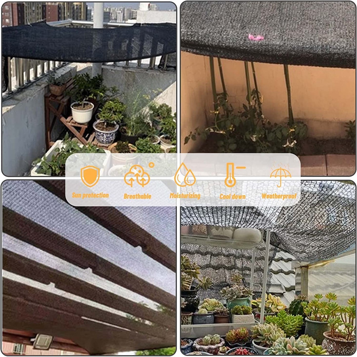 LATERN 55% Shade Cloth Cover, 2m x 10m Garden Mesh Shade Tarp HDPE Sunblock Shade Net UV Resistant Netting for Greenhouse Cover Patio Plant Flower Chicken Coop Carport