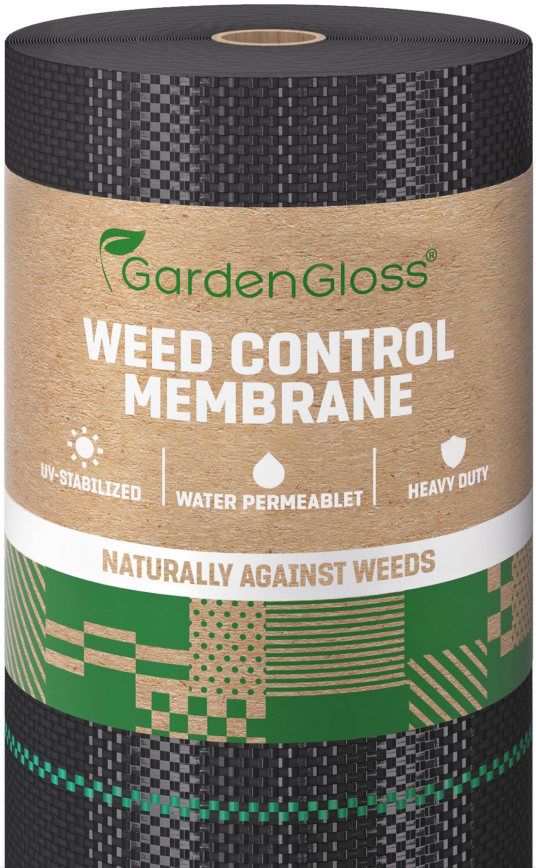 GardenGloss 50m2 Weed Control Membrane (100gsm) - Water Permeable and Tearproof Weed Barrier Fabric - Weed Control Fabric with High UV-Stabilisation (50m x 1m, 1 roll)