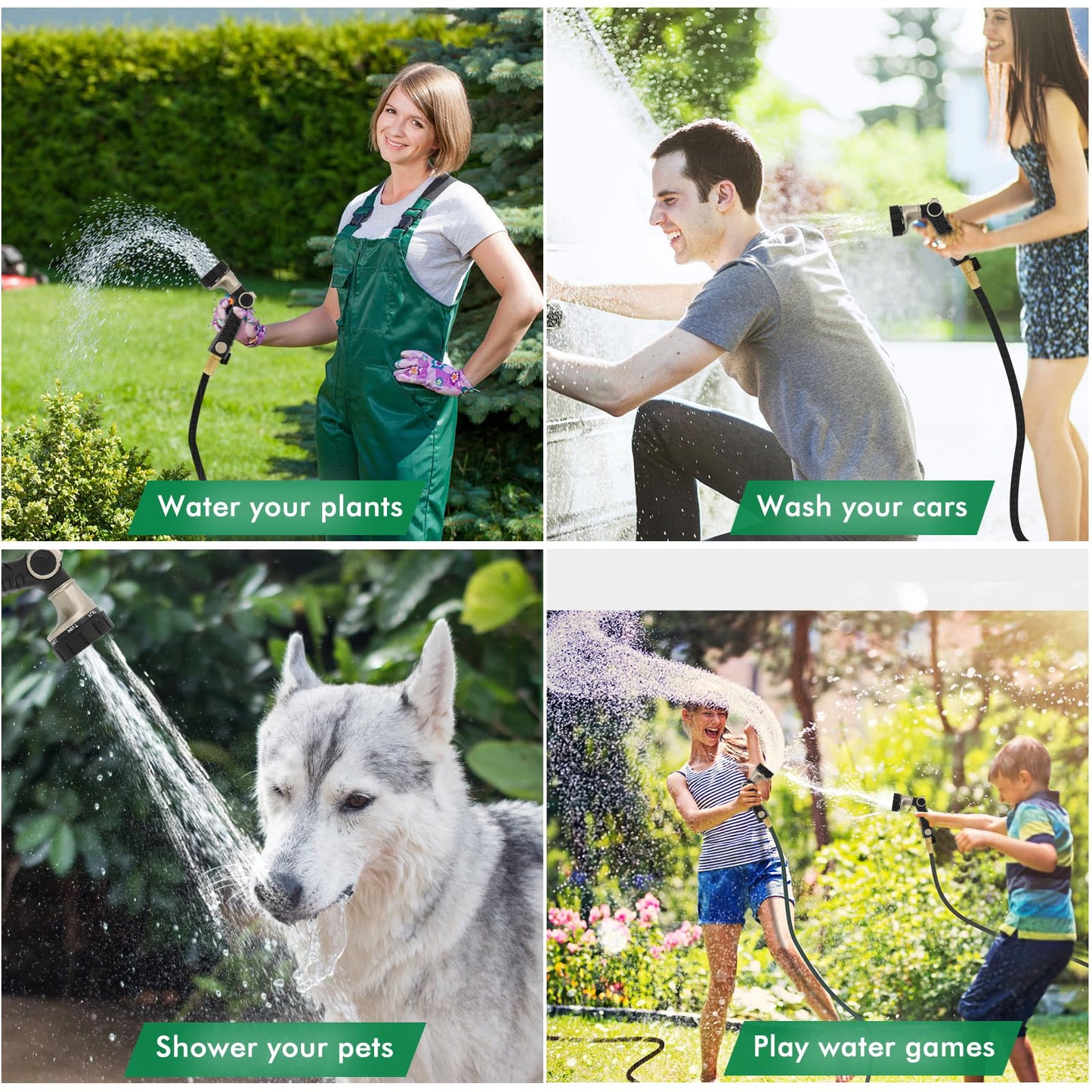 RESTMO Garden Hose Pipe Spray Gun, Heavy Duty Metal Water Hose Sprayer with 7 Watering Patterns, Thumb Flow Control, High Pressure Water Sprayer for Outdoor Lawn & Plant Watering, Car & Pet Washing