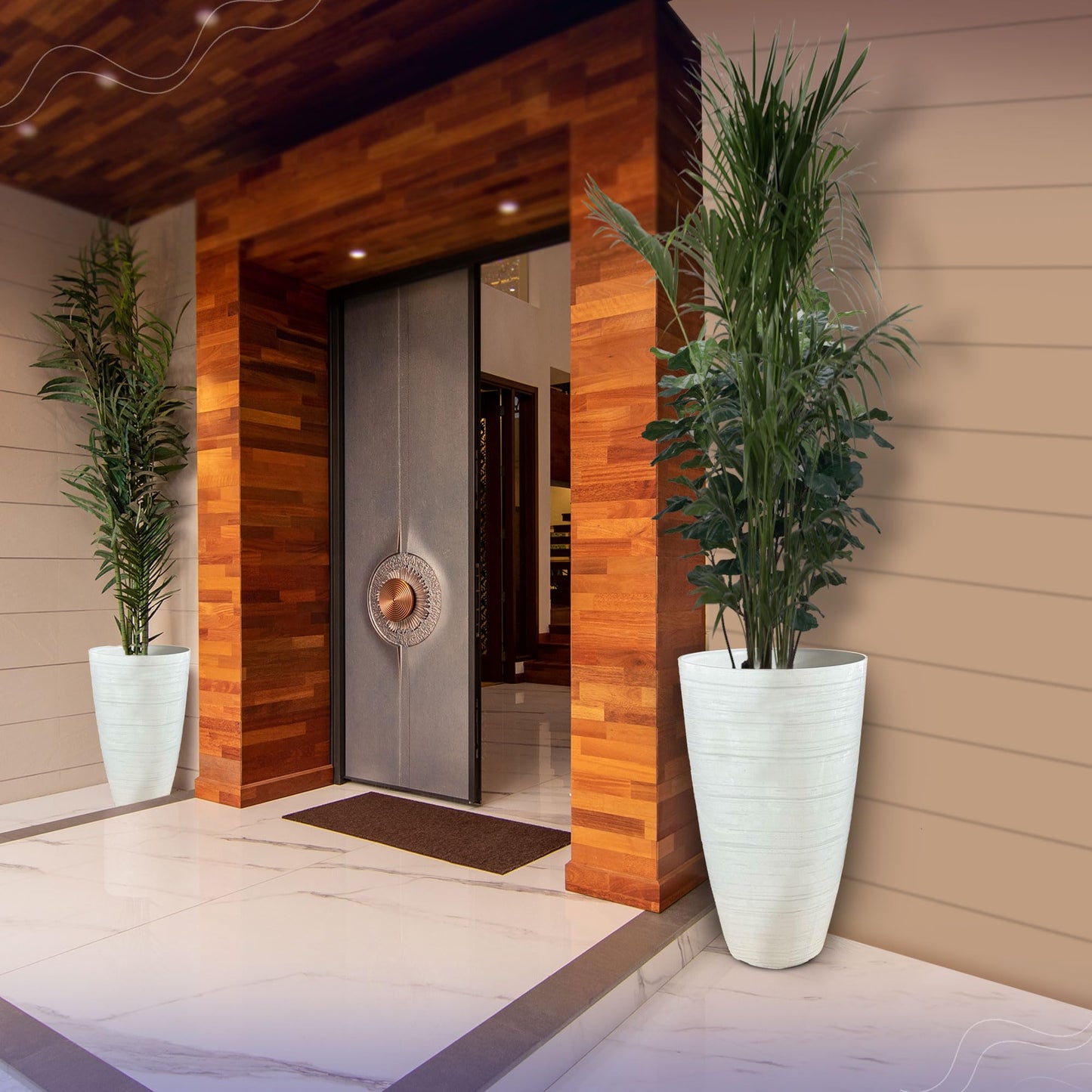 SG Traders Stylish Tall Plastic Plant Pot Garden Patio Planters Elegant Gardening Planter Accessory for Flowers Herbs Trees Plants Patio Suitable for both Indoor and Outdoor Use H 54cm x W 30cm