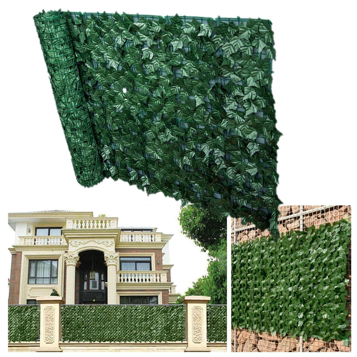 Baketron Trellis with Artificial Leaves, Artificial Ivy Leaf Hedge Fence,UV Fade Protection Privacy Hedging Wall Landscaping Garden Fence Balcony Screen,Fake Leaf Screen Home Garden(0.5 * 1M)