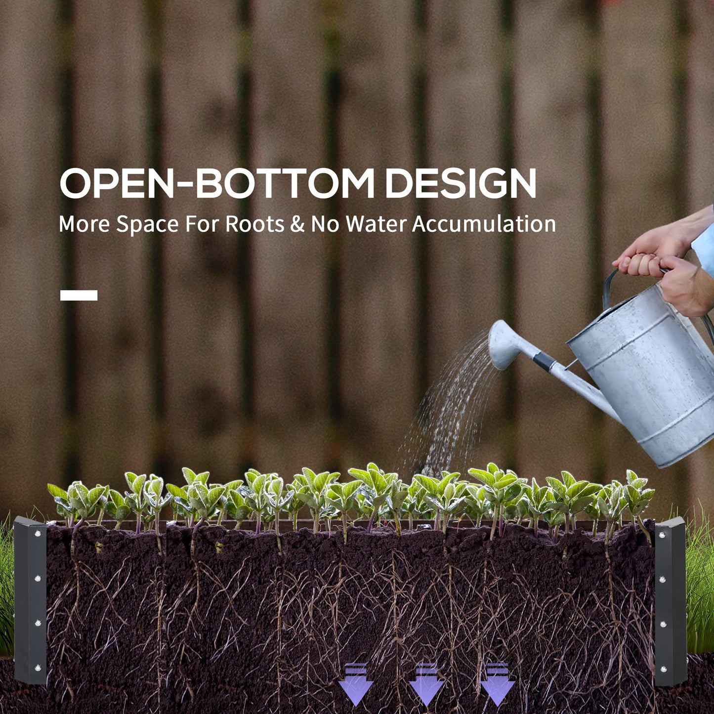 Outsunny 216L Raised Bed for Garden, Galvanised Outdoor Planter Flower Pot for Herbs and Vegetables, Use for Patio, Garden, Balcony, 120 x 60 x 30.5cm, Grey