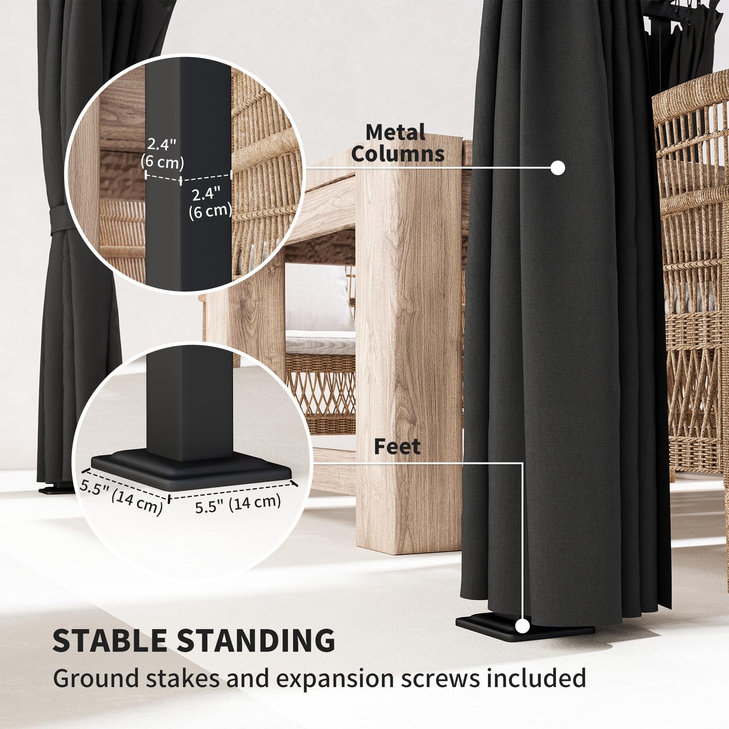 Outsunny 3 x 3(m) Metal Pergola with Retractable Roof and Sidewalls, Garden Gazebo UPF30- Sun Shade Shelter for Outdoor, Patio, Deck, Dark Grey