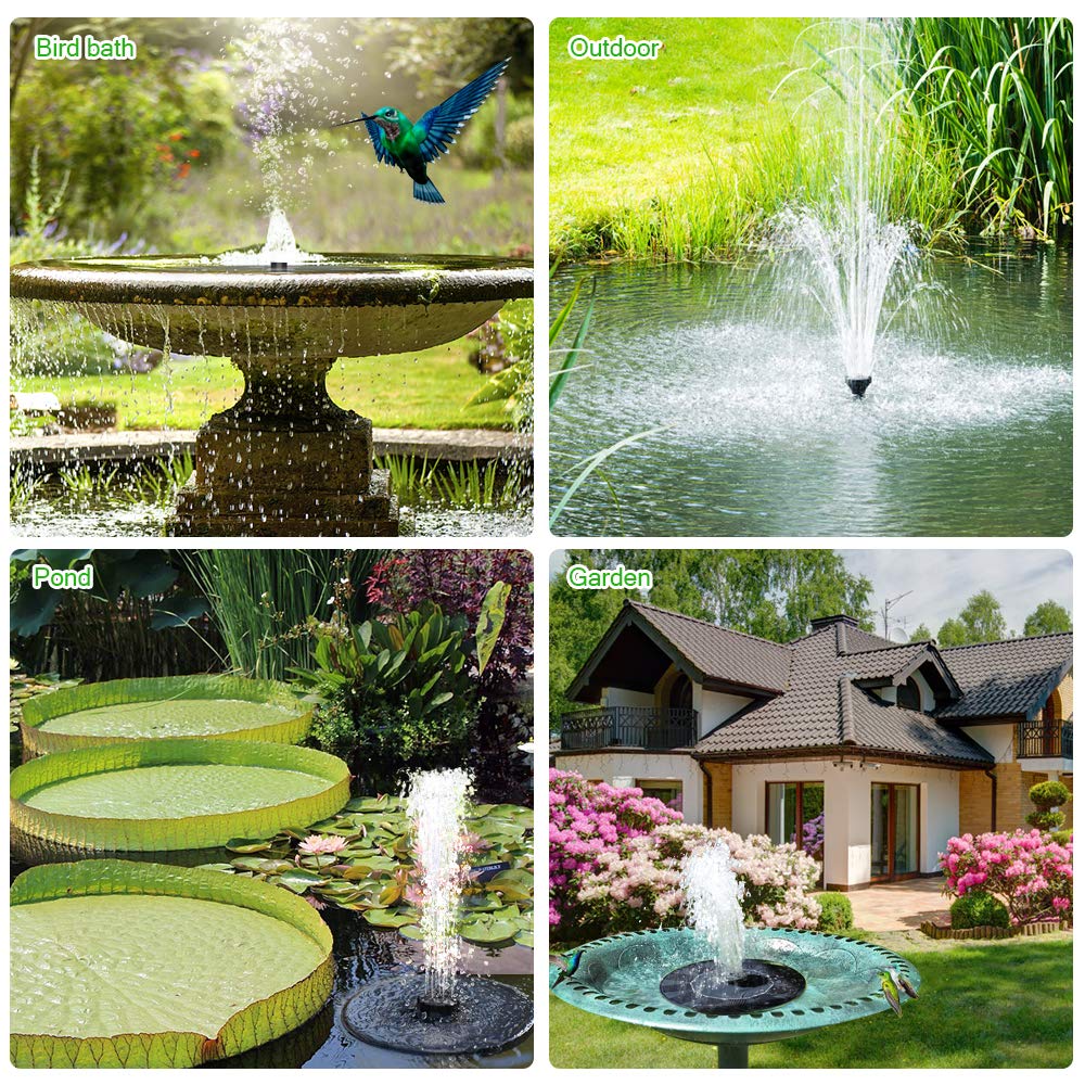 Senders Solar Fountain Pump, Circle Garden Solar Powered Panel Kit Water Pump for Pond, Fountain, BirdBath, Garden Decoration, Water Cycling, No Electricity Required