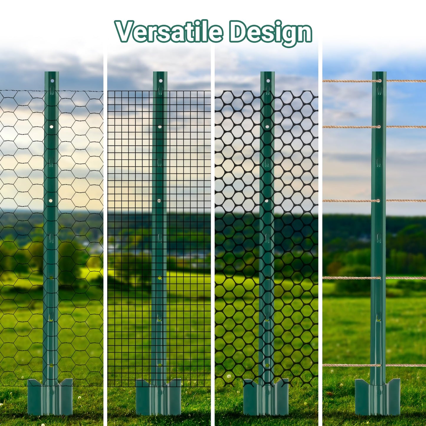 Toriexon Metal Fence Posts – 3ft Heavy Duty (10 Pack)