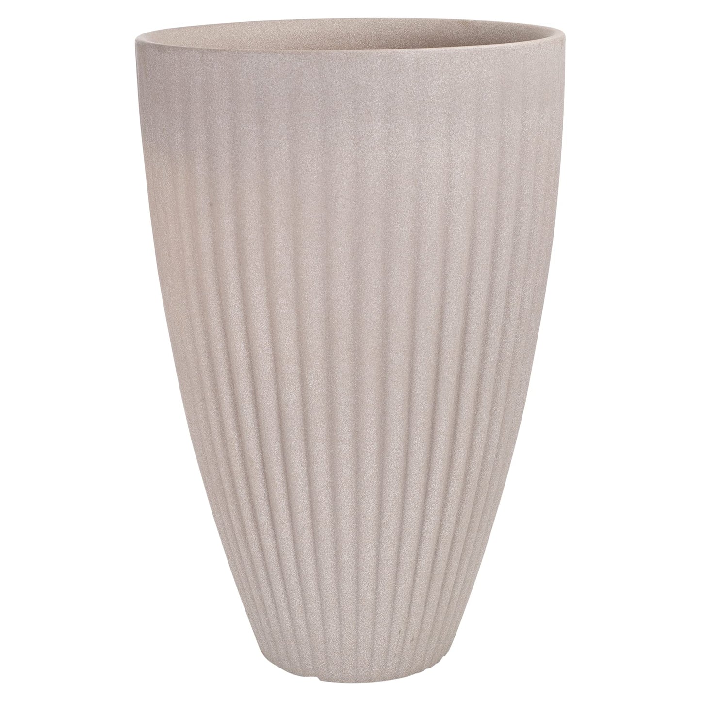 URBNLIVING Single Round Ribbed Indoor Outdoor Tall Stone Effect Flower Plant Pot Planters (Taupe, Large)