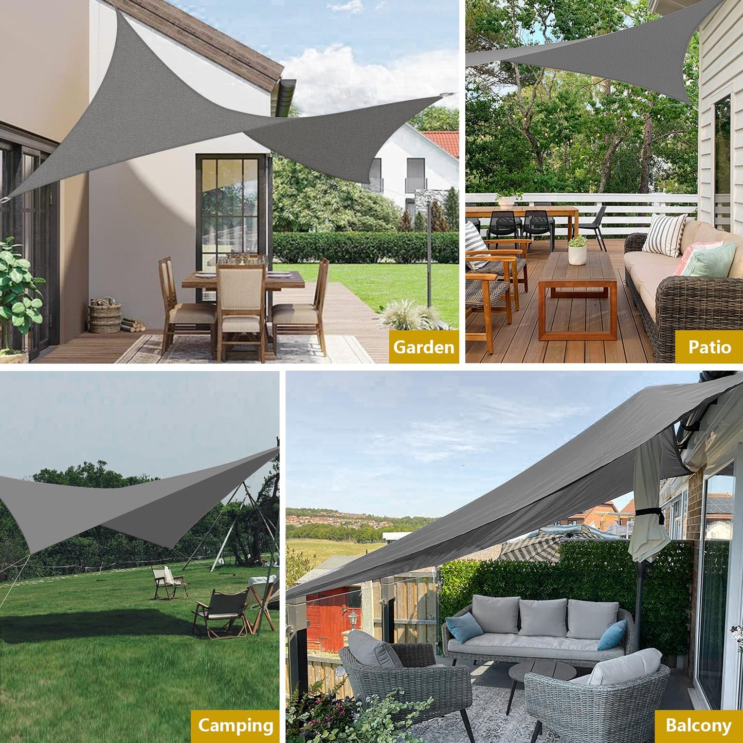 Mokani Sun Shade Sail for Garden, 3x3m Rectangle Sunscreen Awning Canopy, Waterproof Shade Sails with Accessories, 95% UV Block Sail Shades, Sun Shades for Garden Outdoor Patio Party Pergola Balcony