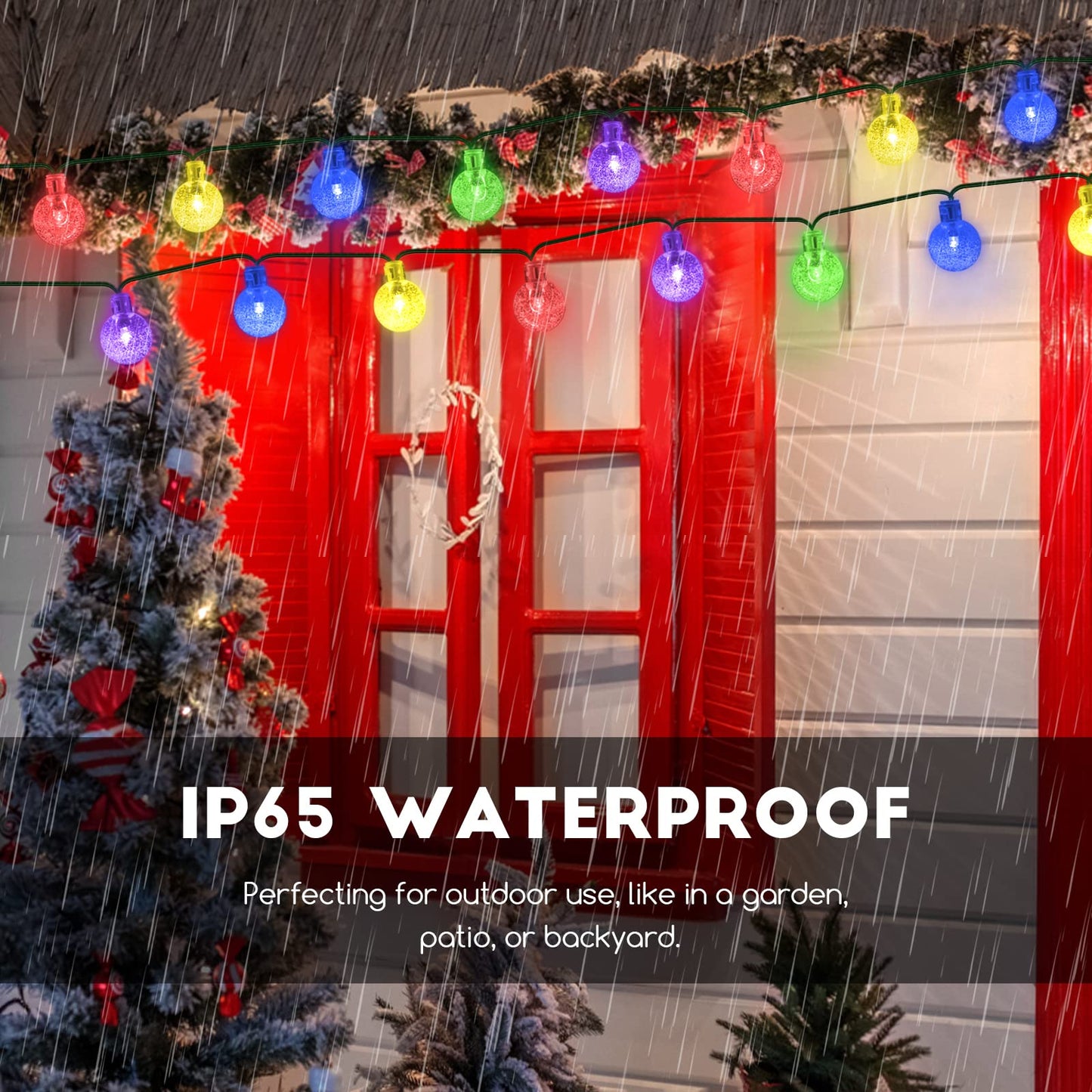 Jsdoin Solar Lights Outdoor Garden,50LED Solar Garden Lights,8 Modes 7.5M/25Ft Waterproof Solar Powered Globe Fairy Lights, Garden Lighting for Garden Patio Yard Home Christmas Parties Wedding