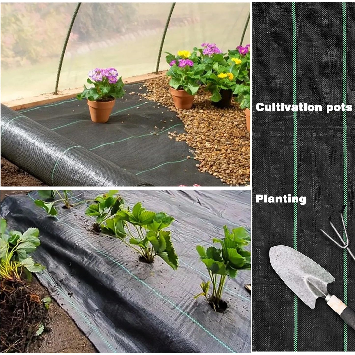 Aoriyar Weed Control Membrane Fabric for Garden - 1M x 10M Black Heavy Duty Ground Cover Membrane Roll Permeable Weeds Suppressant Sheet Gravel Barrier Matting Breathable Landscape Covering Fabric