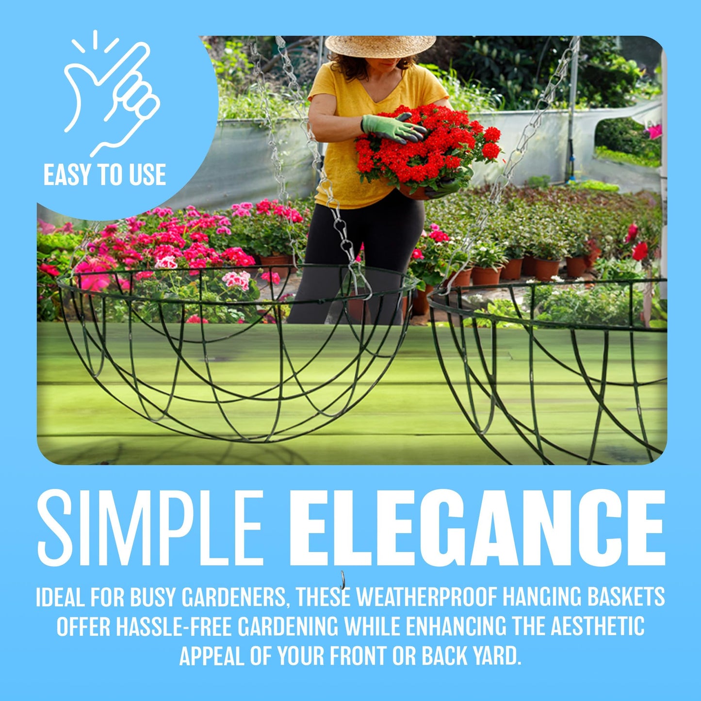 BARGAINSGALORE Set of 2 Natural Hanging Basket - Decorative Flower Plant Pot, Garden | Flower Plant, Pot Garden for Indoor & Outdoor, Home, Garden, Patio, Balcony