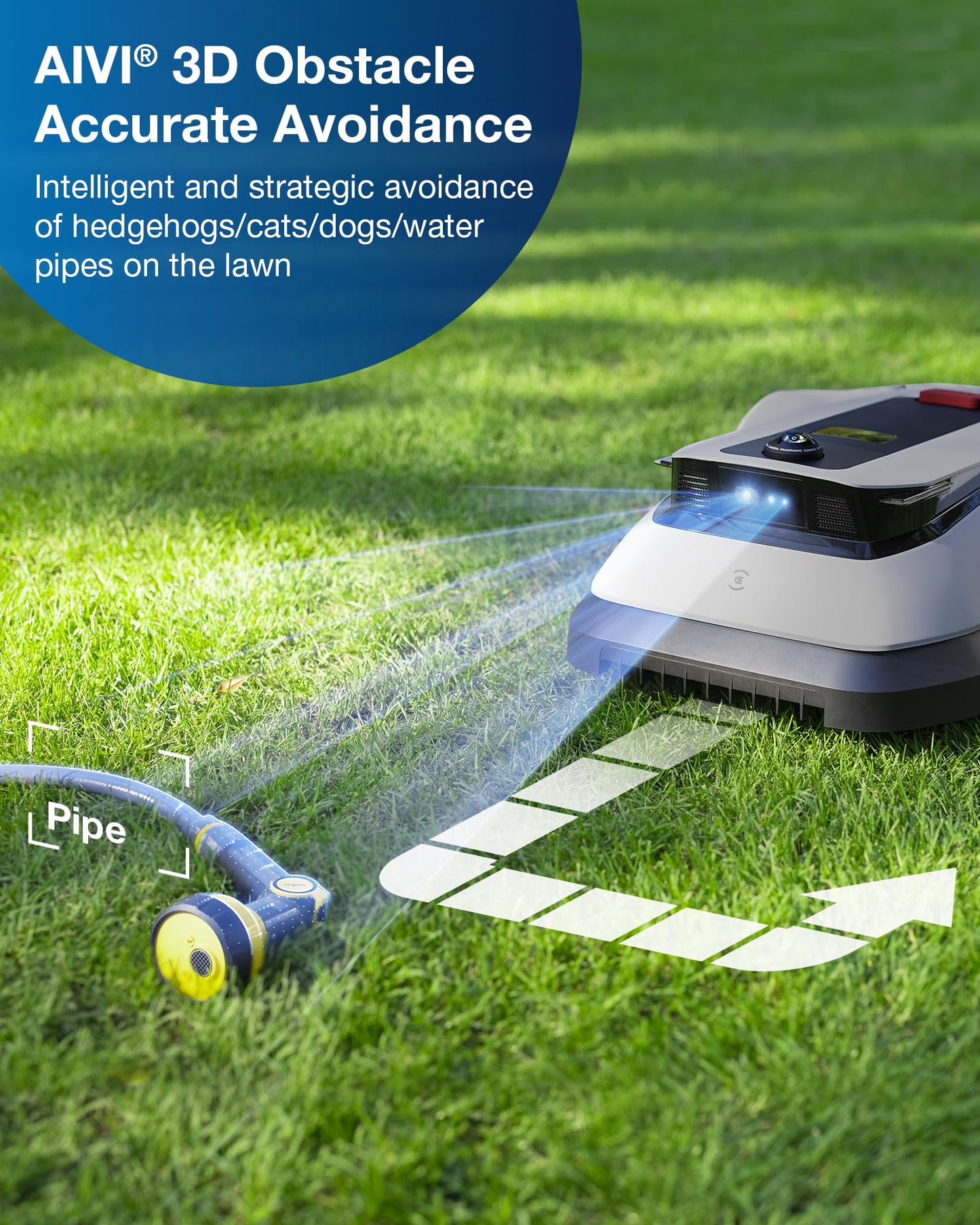 ECOVACS Goat G1-800 Robot Lawnmower No Boundary Wire for Gardens up to 800㎡ (AIVI 3D Obstacle Avoidance, Intelligent Path Planning, No-entry Zone Setting, Logical Cutting, 16 Zones Management)