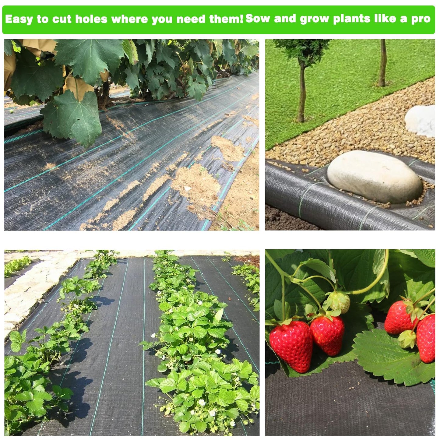 Aoriyar Weed Control Membrane Fabric for Garden - 1M x 10M Black Heavy Duty Ground Cover Membrane Roll Permeable Weeds Suppressant Sheet Gravel Barrier Matting Breathable Landscape Covering Fabric