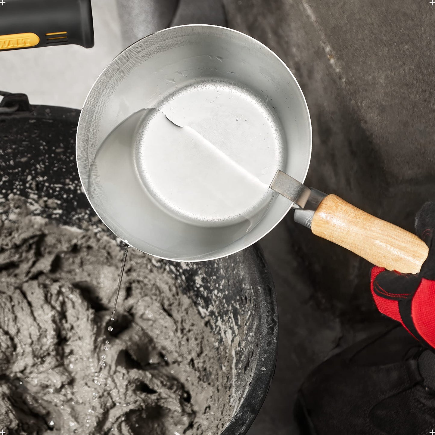 BILBAU Masonry Bucket Scoop or Dipper Bucket - for Plastering & Walling, Easy Mortar Application, Sturdy Steel, Wooden Handle, Highly Durable & Wear Resistant