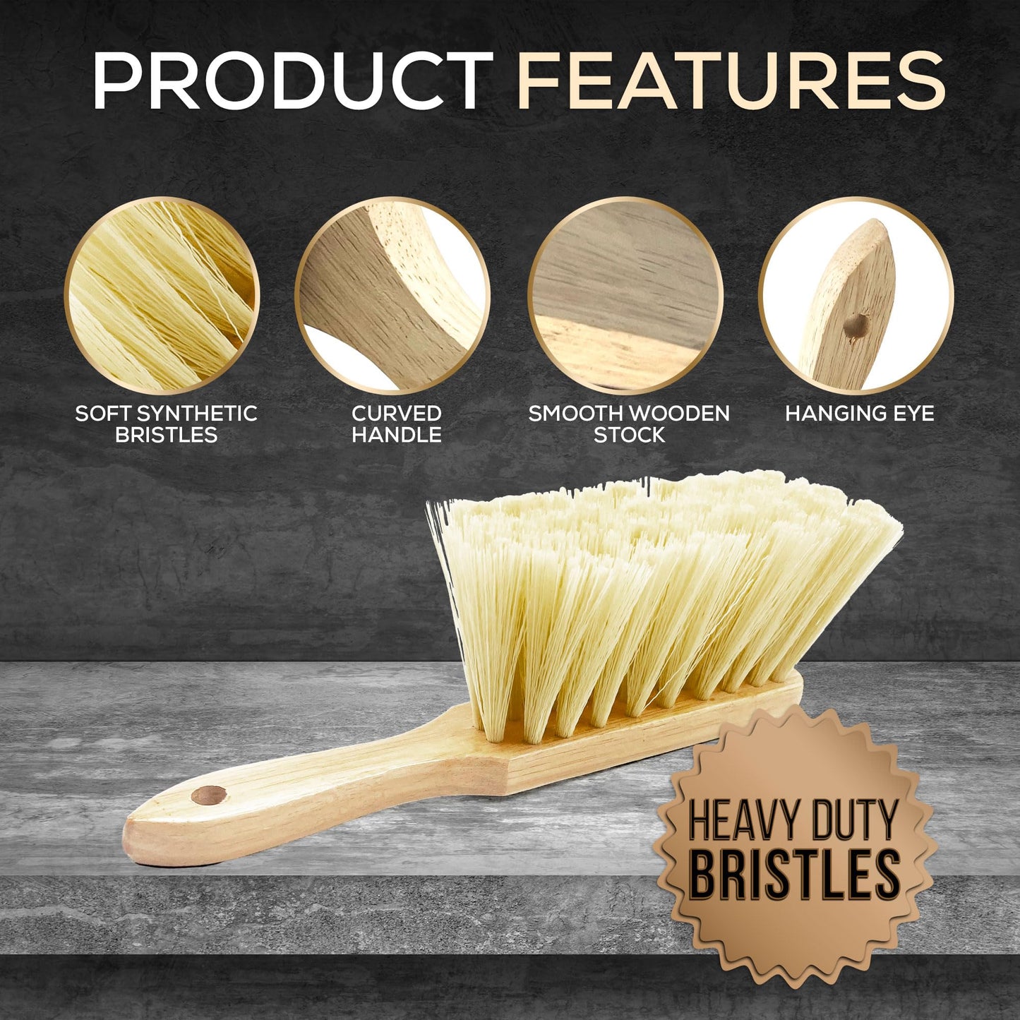 Newman and Cole Natural Wooden Hand Brushes - Choose from Hard Stiff Bristle Brush or Soft Brush with Natural or Synthetic Bristles - 1 x Soft Synthetic Bristle Hand Brush